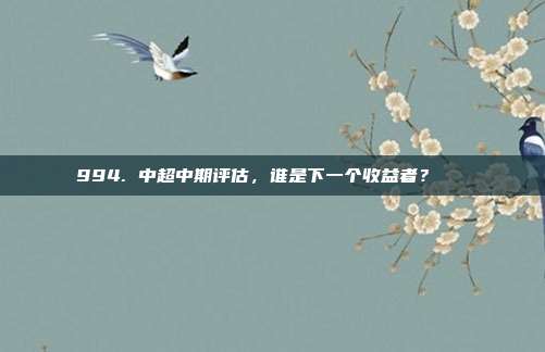 994. 中超中期评估，谁是下一个收益者？📈